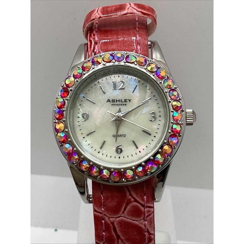 Ashley Quartz Womens Colorful Rhinestone Fashion Quartz Watch New Battery!
